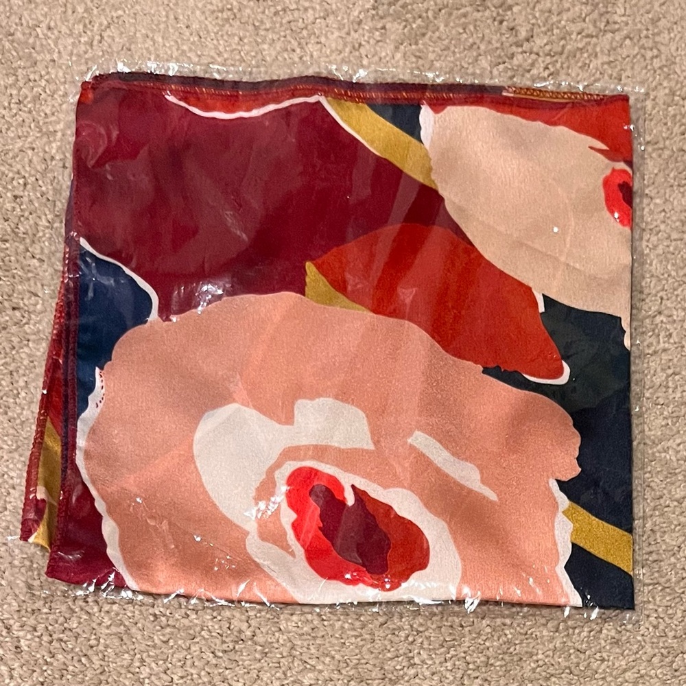 Floral Silk Scarf - Red and Pink